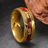 Sebastian Red Inlay Band Ring | Gold-Tone — image 4