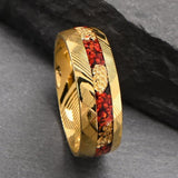 Sebastian Red Inlay Band Ring | Gold-Tone — image 7