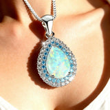 Elizabeth Blue Opal-Effect Teardrop Necklace - image 2