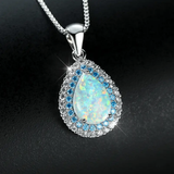 Elizabeth Blue Opal-Effect Teardrop Necklace - image 1