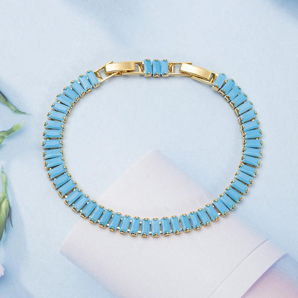 Edith Turquoise-Color Tennis Bracelet | Gold-Tone