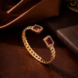 Nicola Red Open Bracelet | Gold-Tone — image 3
