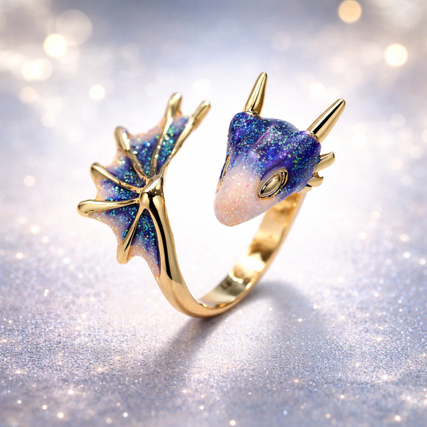 Alice Adjustable Dragon Enamel-Look Ring | Silver-Tone — image 2