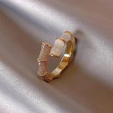 Naomi Adjustable Open White Opal-Look Ring | Gold-Tone — image 2