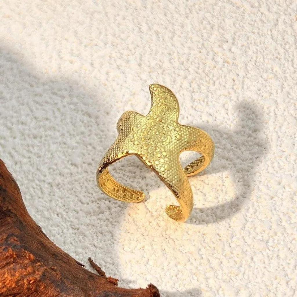 Rosemary Adjustable Retro Starfish Ring | Gold-Tone