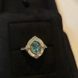 Gwen Adjustable Retro Stone Ring | Silver-Tone