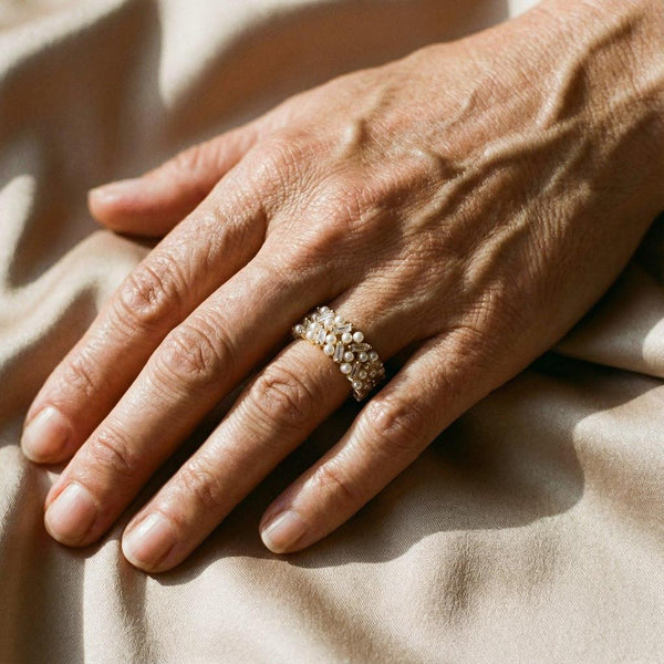 Phoebe Adjustable Ring with Pearl-Look and Gold-Color Details - image 2