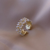 Phoebe Adjustable Ring with Pearl-Look and Gold-Color Details - image 1