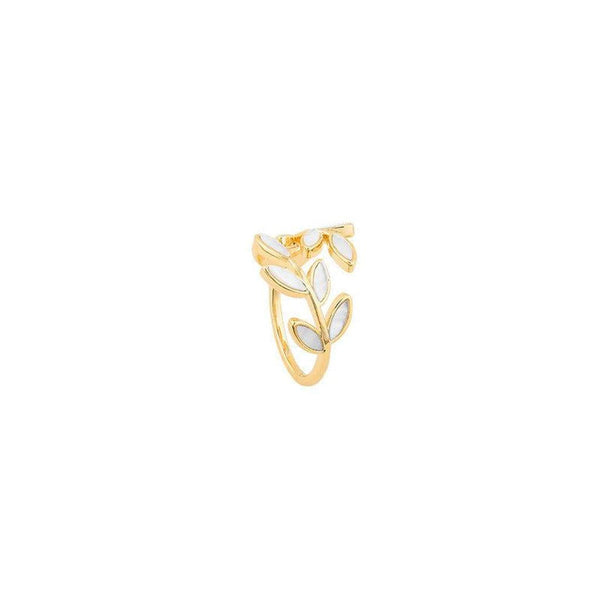 Maude Adjustable White Opal-Look Leaf Ring | Gold-Tone — image 3