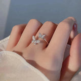 Elaine Adjustable Butterfly Sparkle Ring | Silver-Tone — image 3