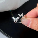 Elaine Adjustable Butterfly Sparkle Ring | Silver-Tone