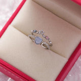 Leonora Adjustable Blue Stone Ring | Silver-Tone