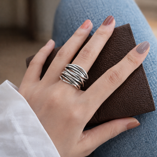 Emilia Adjustable Multi-Row Ring | Silver-Tone — image 2