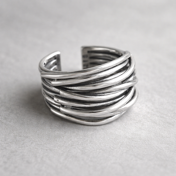 Emilia Adjustable Multi-Row Ring | Silver-Tone