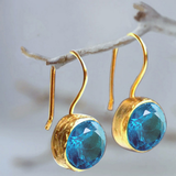 Genevieve Vintage-Style Blue Sparkle Earrings | Gold-Tone