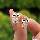 Veronica Vintage-Style Owl Sparkle Earrings - image 1