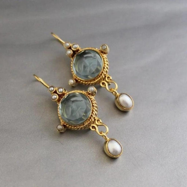 Alma Vintage-Style Earrings with Blue and Pearl-Look - image 1