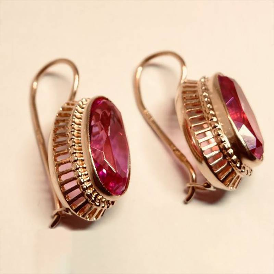 Philippa Vintage-Style Red Sparkle Earrings | Rose-Tone - image 1
