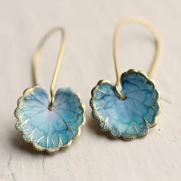 Rosemary Vintage-Style Blue Leaf-Shaped Earrings - image 3