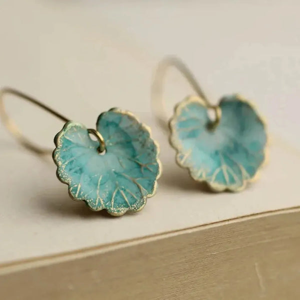 Rosemary Vintage-Style Blue Leaf-Shaped Earrings - image 4
