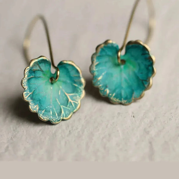 Rosemary Vintage-Style Blue Leaf-Shaped Earrings - image 6