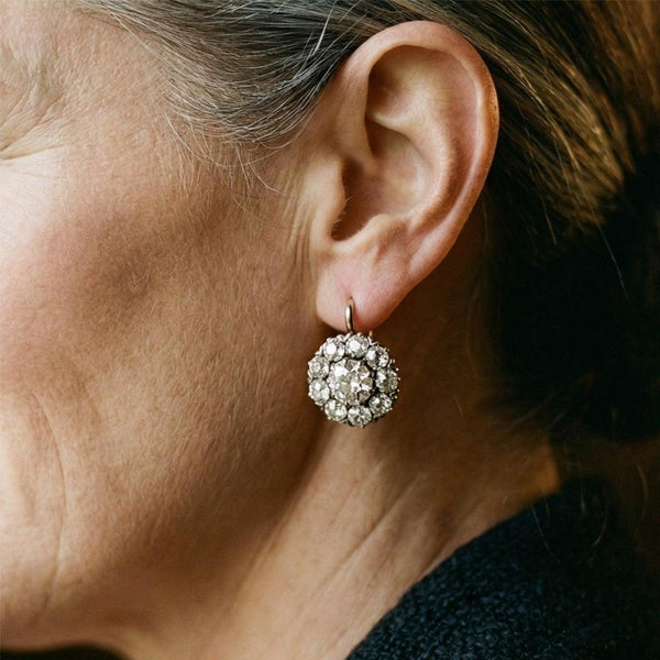 Enid Vintage-Style Gold-Tone Flower Cluster Earrings — image 2