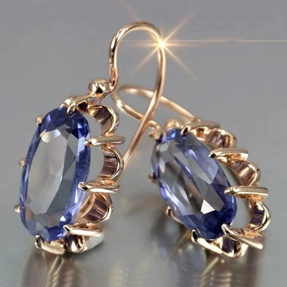 Clara Vintage-Style Blue Sparkle Earrings - image 1