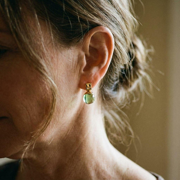 Alice Vintage-Style Green Sparkle Earrings | Gold-Tone — image 2