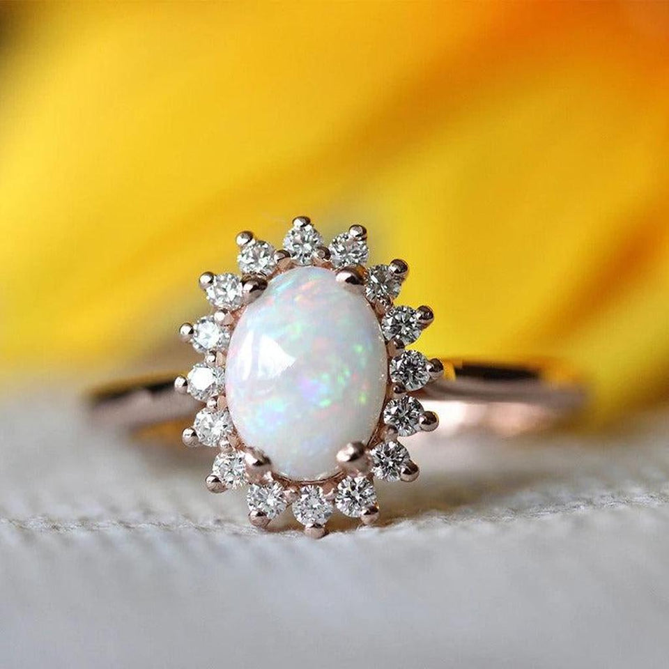 Etta Oval Opal-Look Sparkle Ring | Rose-Tone - image 1