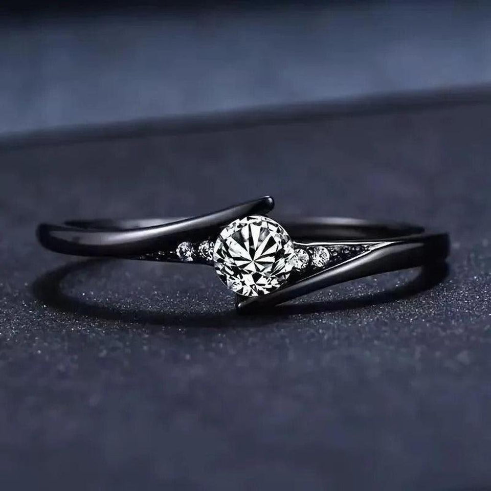 Lydia Vintage-Style Sparkle Ring | Black-Tone - image 1
