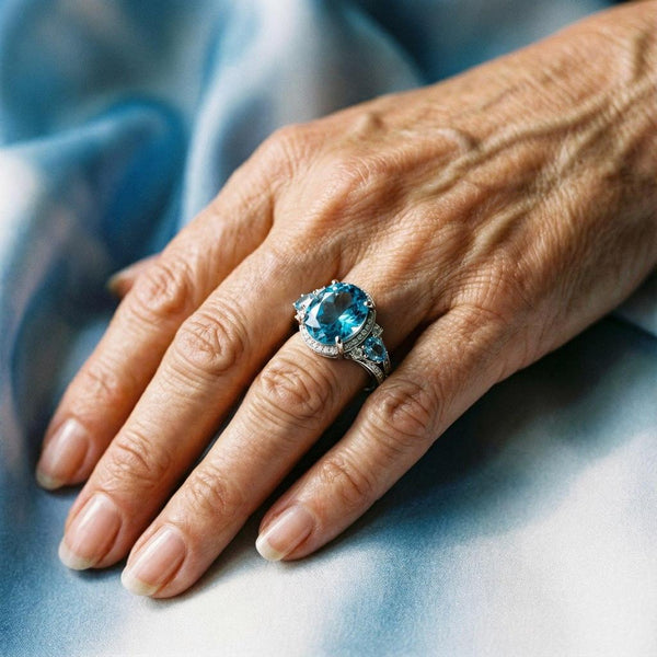 Lorraine Vintage-Style Blue Sparkle Ring | Silver-Tone — image 2