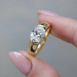 Bettina Vintage-Style Oval Solitaire Ring | Gold-Tone