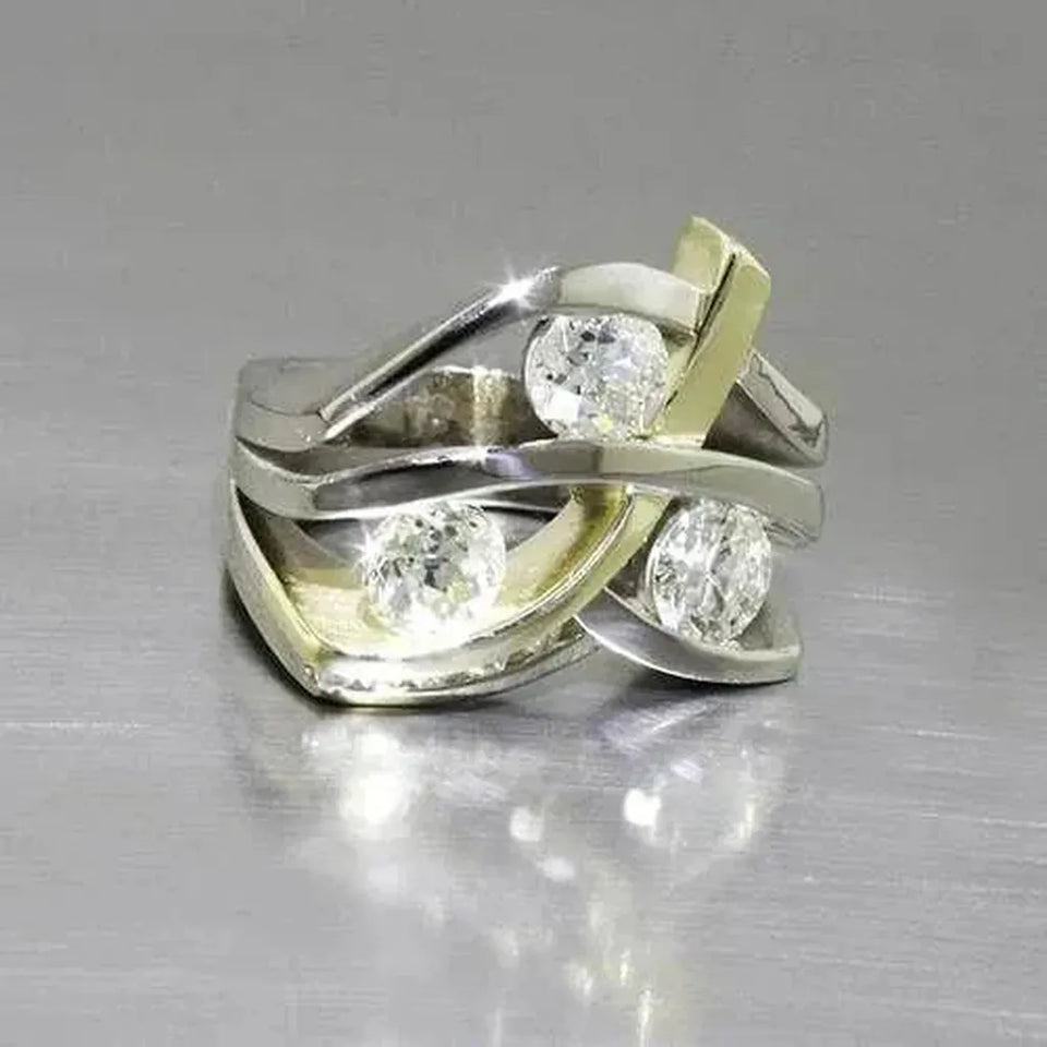 Beryl Vintage-Style Sparkle Ring | Two-Tone