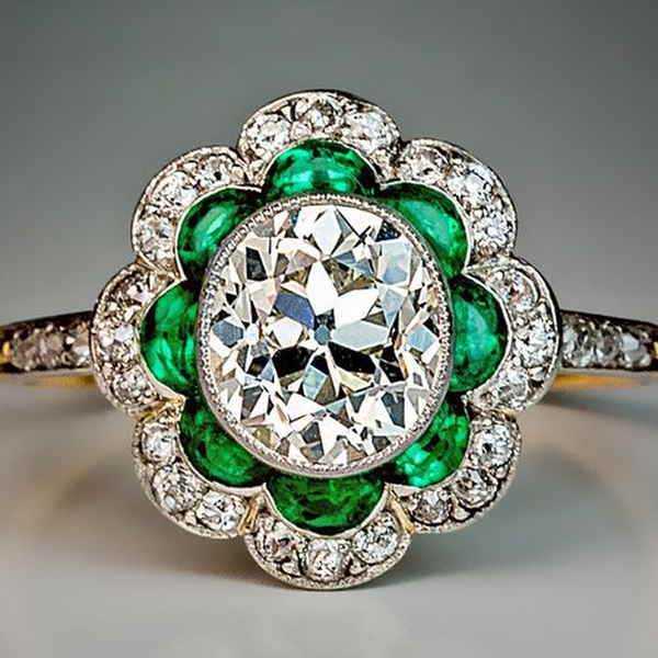 Francesca Vintage-Style Green Accent Ring - image 1
