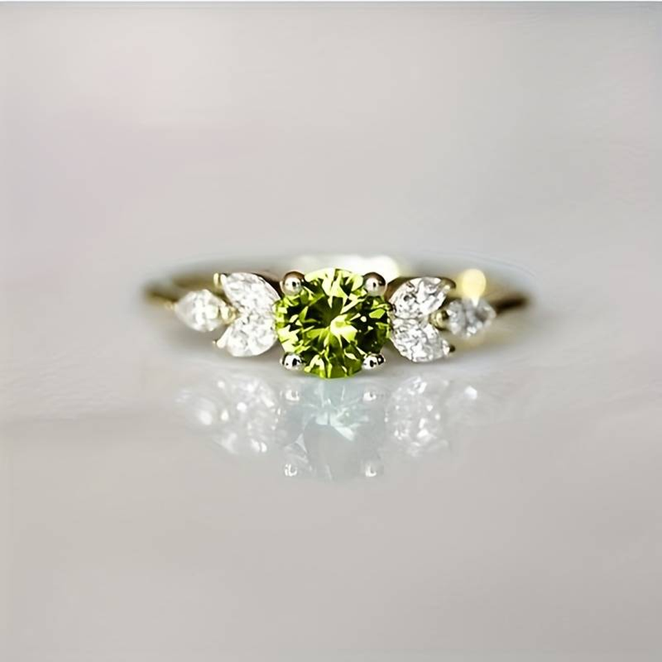 Evangeline Vintage-Style Green Sparkle Ring - image 1