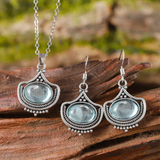Grace Vintage-Style Oval Blue Necklace or Earrings
