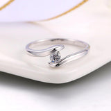 Miriam Curved Center Sparkle Ring | Silver-Tone