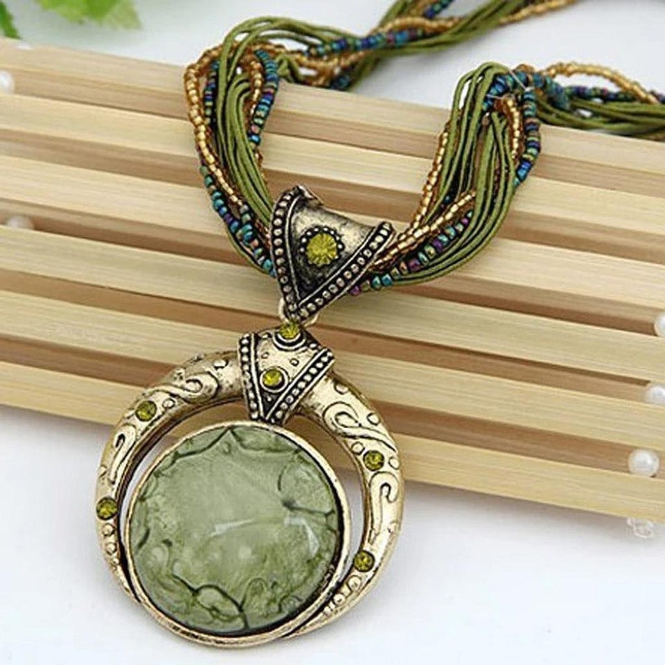 Lucinda Retro Green Accent Pendant Necklace - image 1