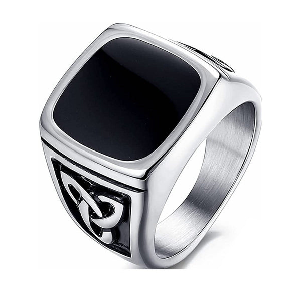 Jonathan Black Accent Signet Ring — Silver-Tone — image 1