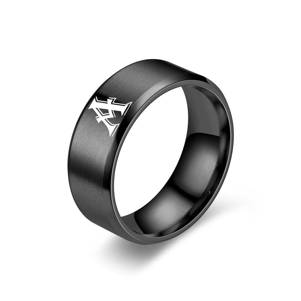 Harvey Initial Ring | Black - image 1