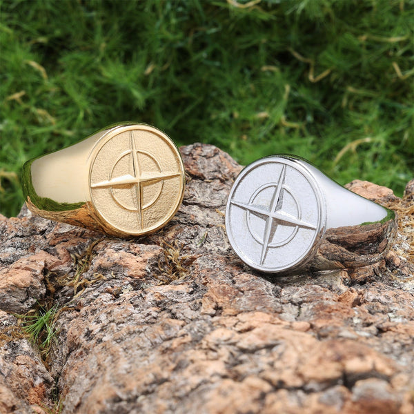 Edmund Compass Signet Ring | Silver-Tone — image 3