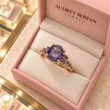 Harriet Ring (rose-gold-tone) viewed from above inside the Audrey boutique.