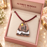 Livia landscape pendant necklace in the Audrey Roman Jewels boutique — overhead