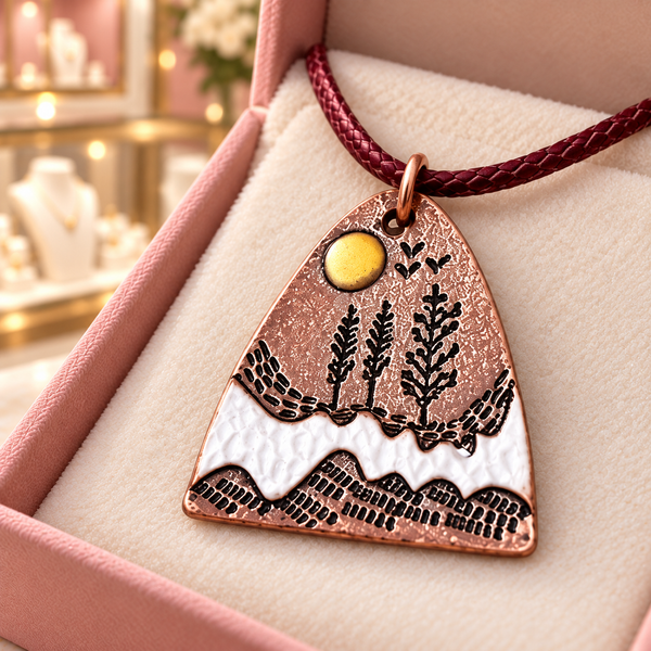 Livia landscape pendant necklace in the Audrey Roman Jewels boutique — macro