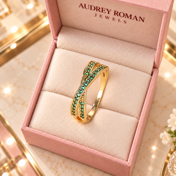 Sylvie Green Flow Ring viewed from above in the Audrey boutique.