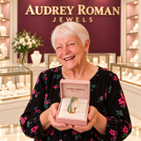 Sylvie Green Flow Ring presented by the Audrey owner.