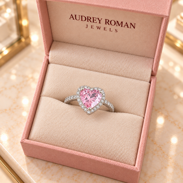 Catherine Heart Ring | Silver-Tone viewed from above in the Audrey boutique.