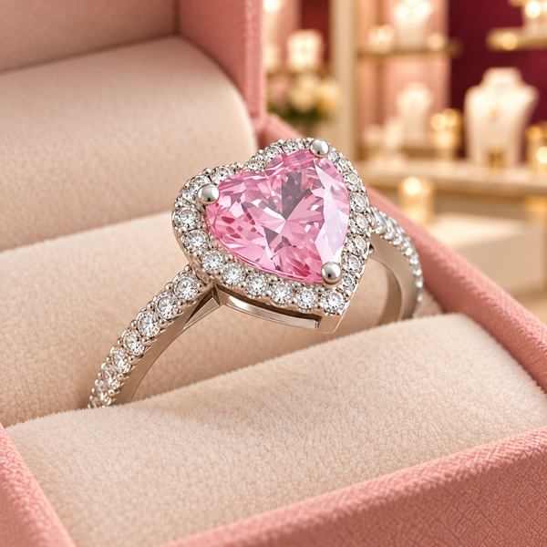 Catherine Heart Ring | Silver-Tone close-up detail in the Audrey boutique.
