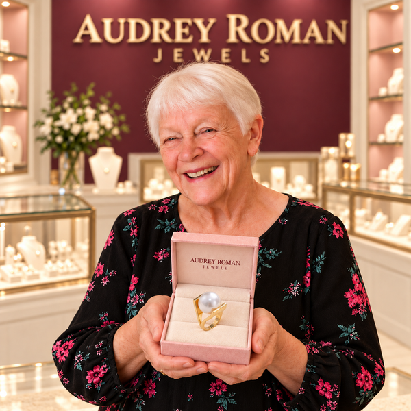 Caroline Retro Pearl-Look Ring | Gold-Tone presented by the Audrey owner.