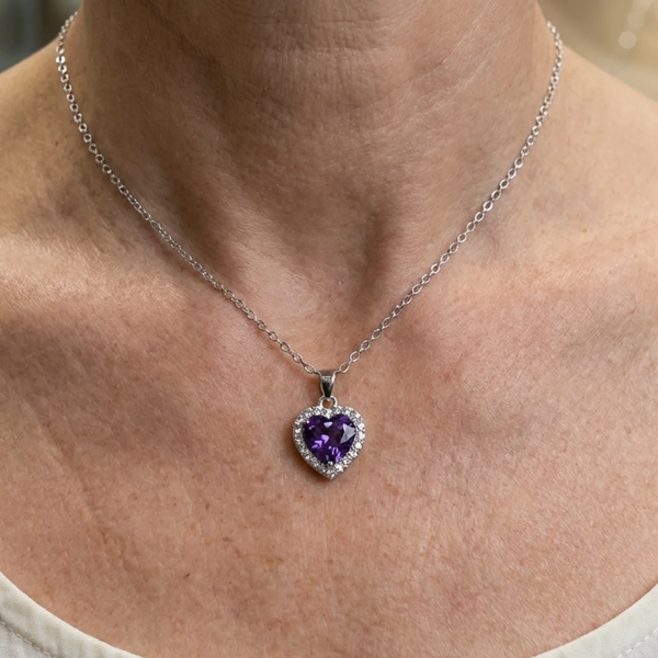 Agnes Purple Heart Necklace | Silver-Tone — image 2